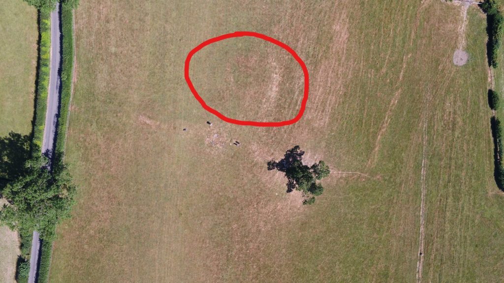 Hovershotz Drone used to survey field with aerial photographs in search of scorch marks to reveal hidden archaeological site at Sellet Hall Cumbria